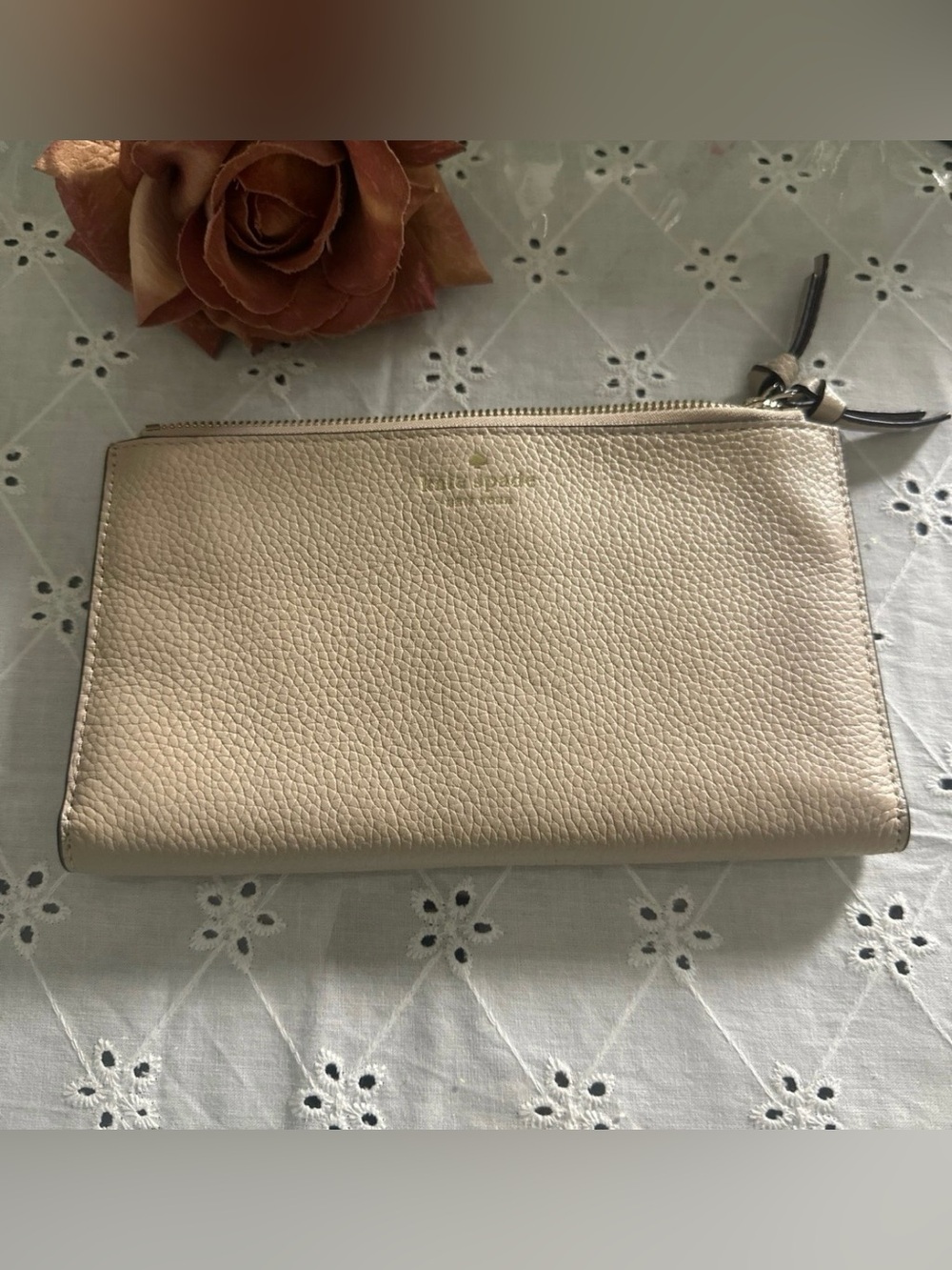 Kate Spade Taupe Pebbled Leather Wristlet/Wallet